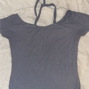 Women's Gray Ribbed Top